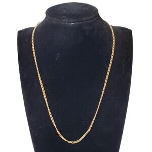 Vtg Gold Tone Chain Necklace Decorative Clasp 16"
